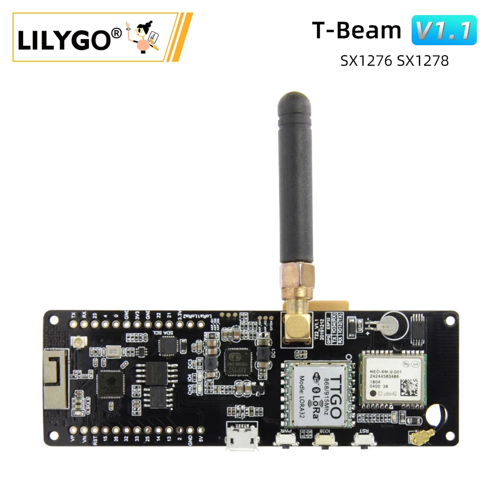 LILYGO® TTGO T-Beam V1.1 LoRa ESP32 Development Board WiFi Bluetooth Module GPS NEO-6M SX1278 433Mhz SX1276 868Mhz 915Mhz 923Mhz