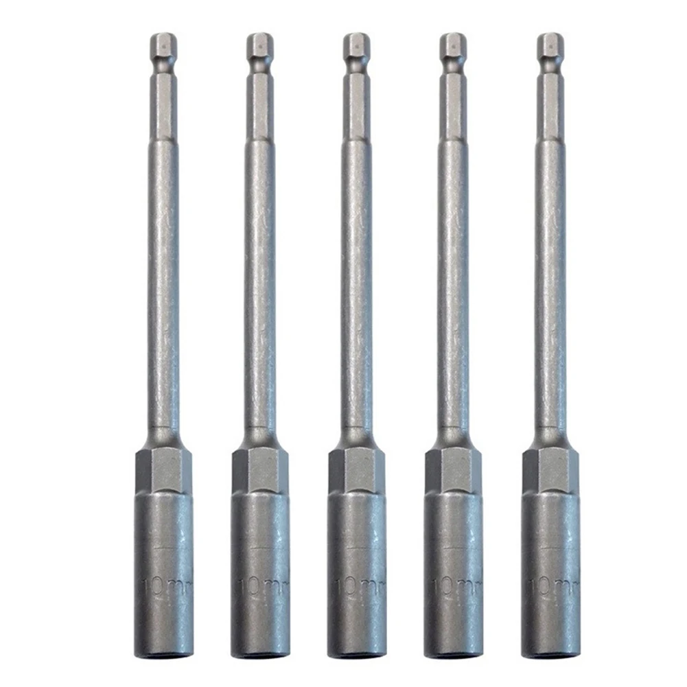 

5pcs 10mm 150mm Hexagon Nut Driver Bit Adapter Socket Wrench Extension Sleeve For Home DIY Carpentry Auto Parts Machine Repair