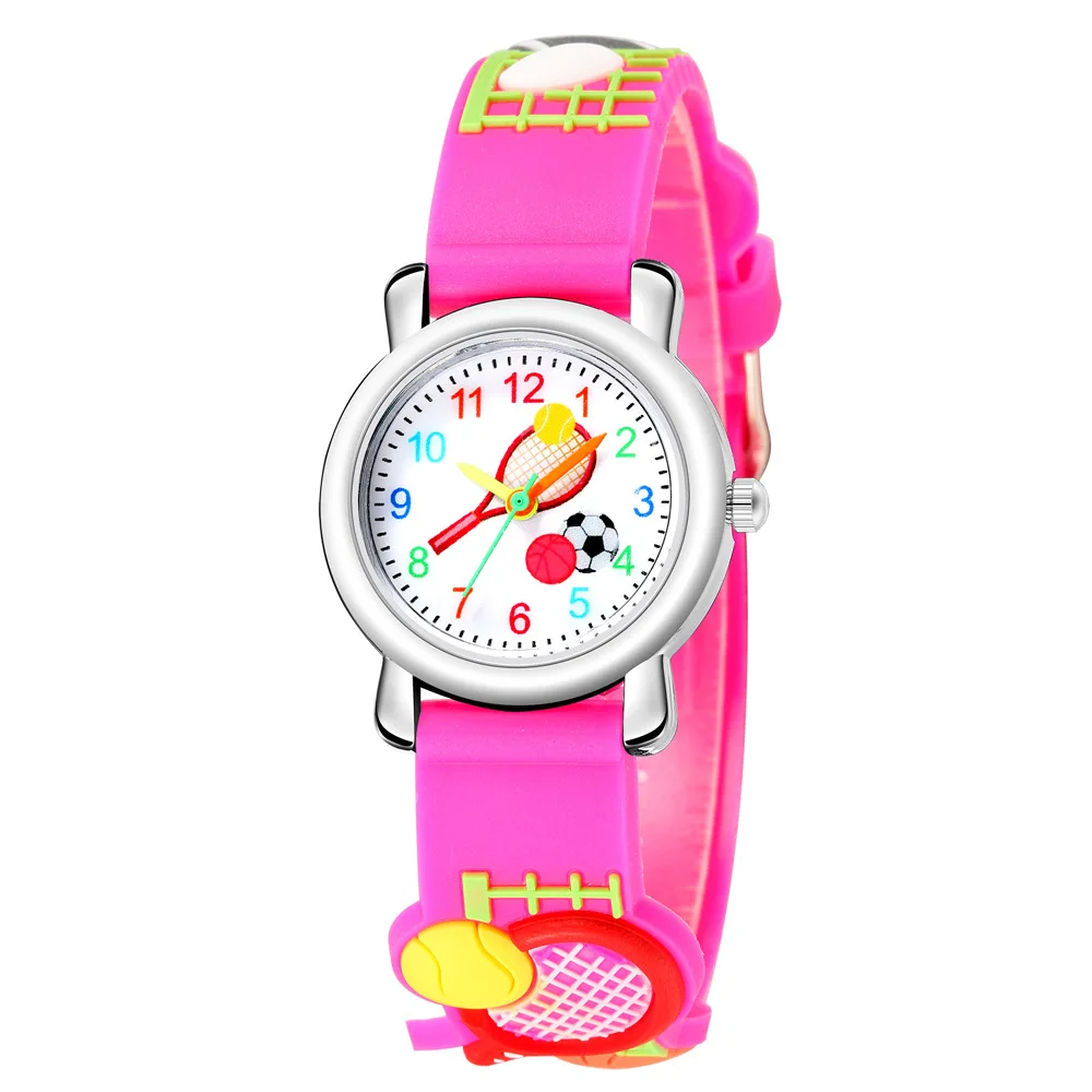 

Cute Kawaii Kids Watch Sport Red 3D Tennis Racket Strap Arabic Digital Boy Quartz Wristwatches children's Reloj Girl Montre Gift