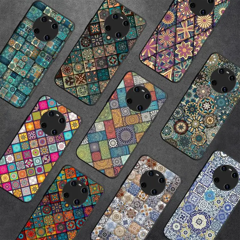 

Retro Lattice Flower Phone Case for Huawei Y 6 9 7 5 8s prime 2019 2018 enjoy 7 plus
