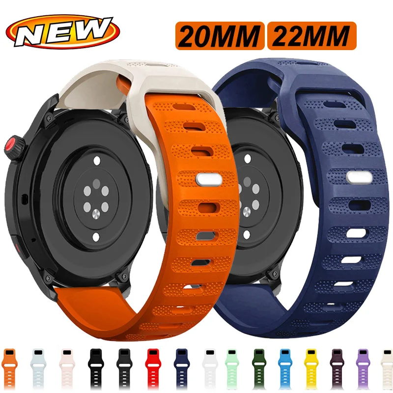 20mm 22mm Watch Strap For Amazfit Bip 3 3Pro GTR2 3 4 GTS 2e 3 4 4mini Silicone Band For Samsung Galaxy Watch 3 4/5/5Pro 42 46MM