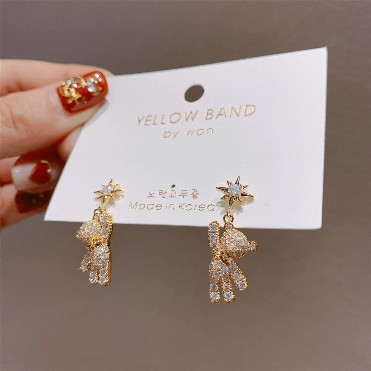 

Korean Funny Emulational Little Bear Ear Studs Original Refreshing Metal Small Earrings Temperamental Exquisite Girl Jewelry