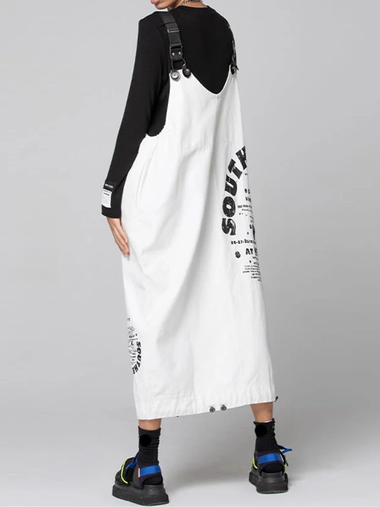 XITAO джинсовое платье с подтяжками контрастного цвета буквенным принтом