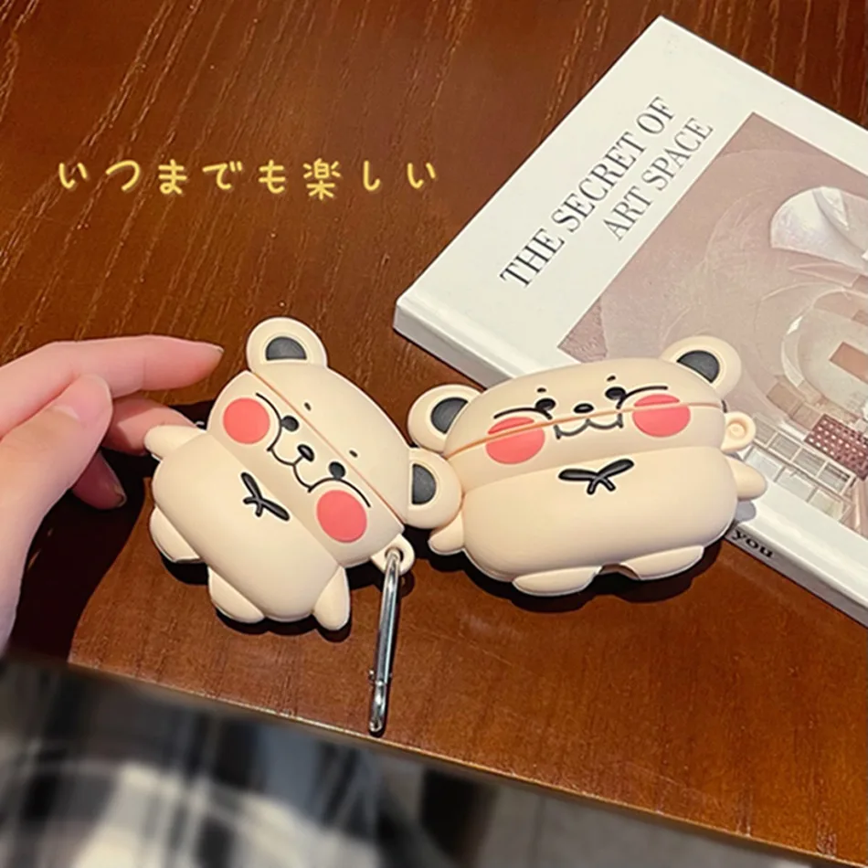 

3D Cartoon Bear Earphone Case For Airpods Pro Case Silicone Cute Cover for Apple Air Pods Pro 1 2 Earbuds Earpods Cases Keychain