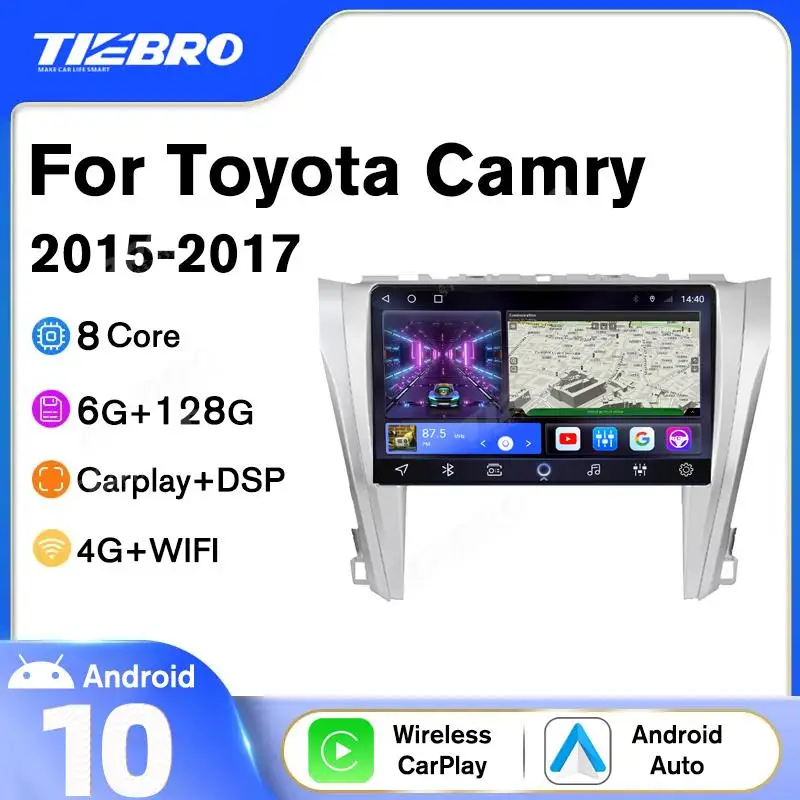 

Автомагнитола TIEBRO 2 Din Android 10,0 для Toyota Camry 2015-2017 Автомобильный мультимедийный видеоплеер навигация GPS NO 2Din DVD плеер