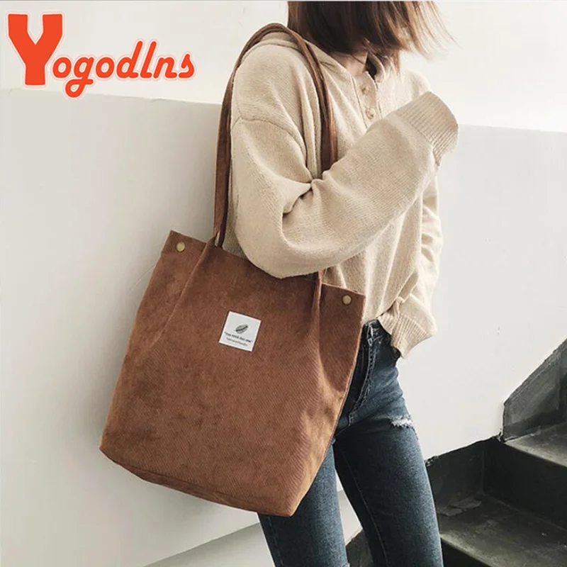 

Женская Вельветовая сумка через плечо, хлопковая холщовая большая Повседневная Женская Экологически чистая сумка через плечо, Женские винтажные дорожные сумки