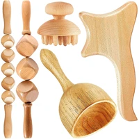 natural wooden roller stick lymphatic drainage massager wood therapy tool for body sculpting anti cellulite muscle pain relief