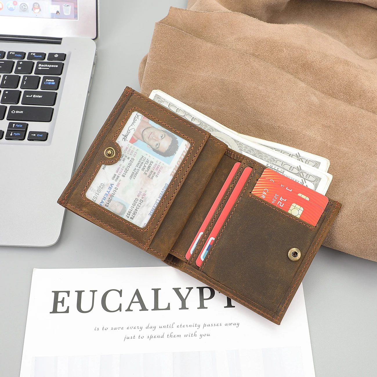 Men Wallet Genuine Leather Small Wallets Male Designer Luxury Brand Short Purse with Coin Pocket Card Holder Hasp Wallets Clutch