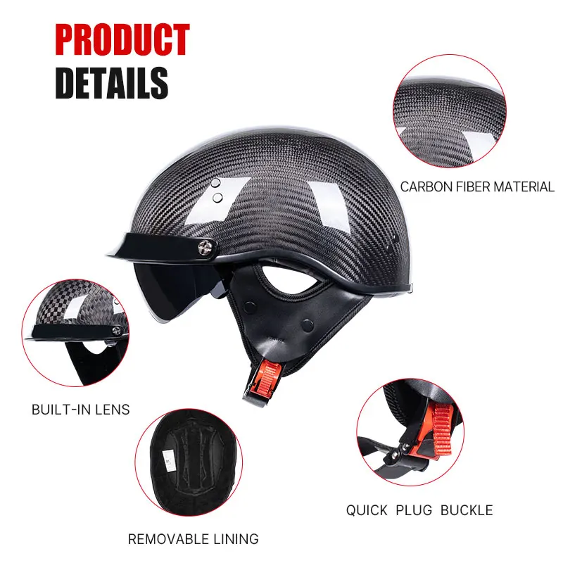 Полулицевой шлем из углеродного волокна 1/2 мотоциклетные шлемы Four Seasons Universal 3K Ultra