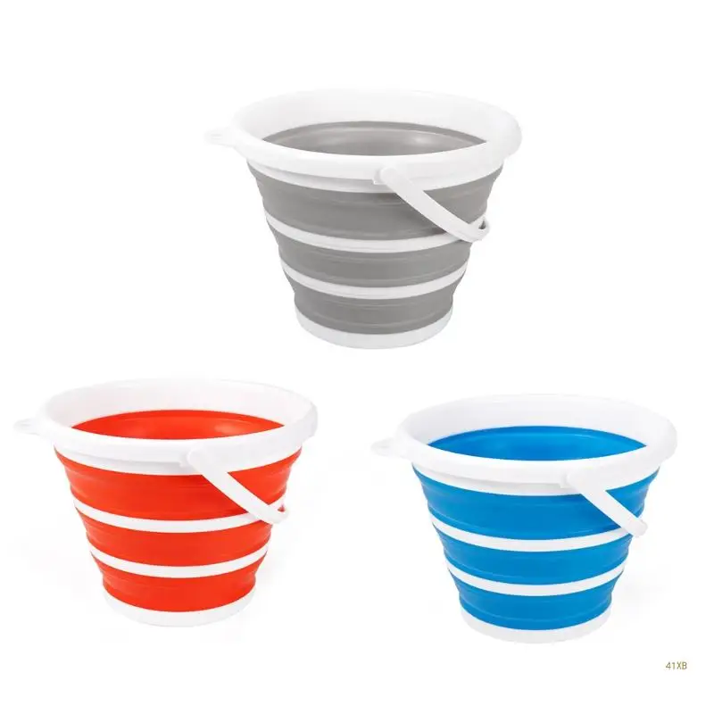 

41XB Collapsible Folding Bucket Silicone Folding Bucket Water for Carrier Kitchen Cam
