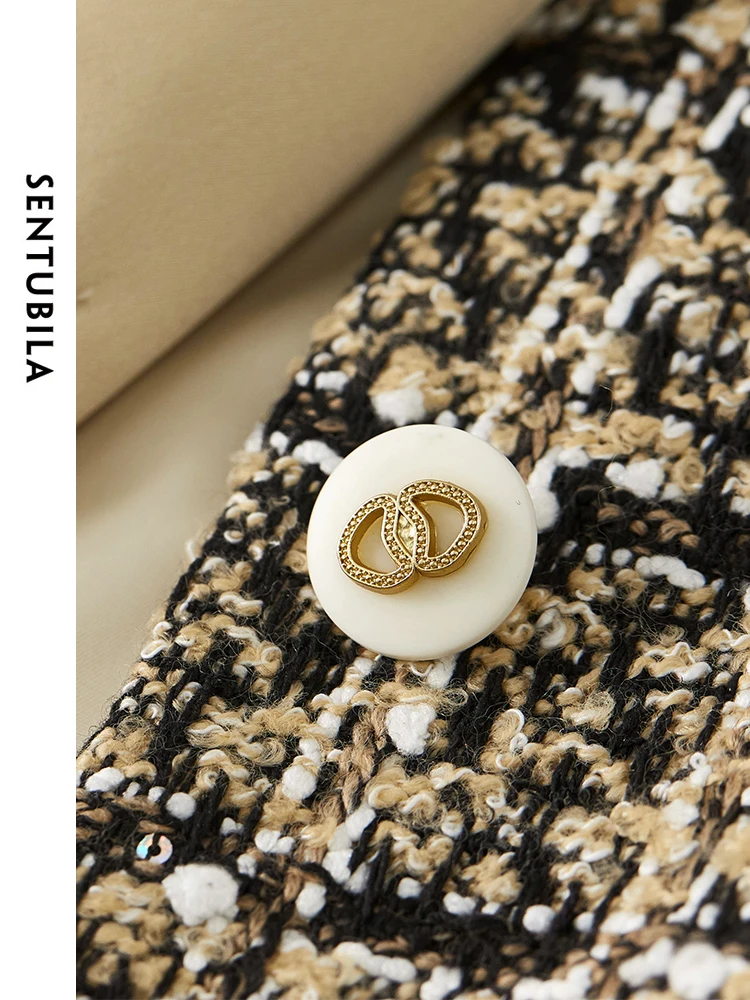 SENTUBILA укороченные твидовые куртки с контрастными манжетами для женщин