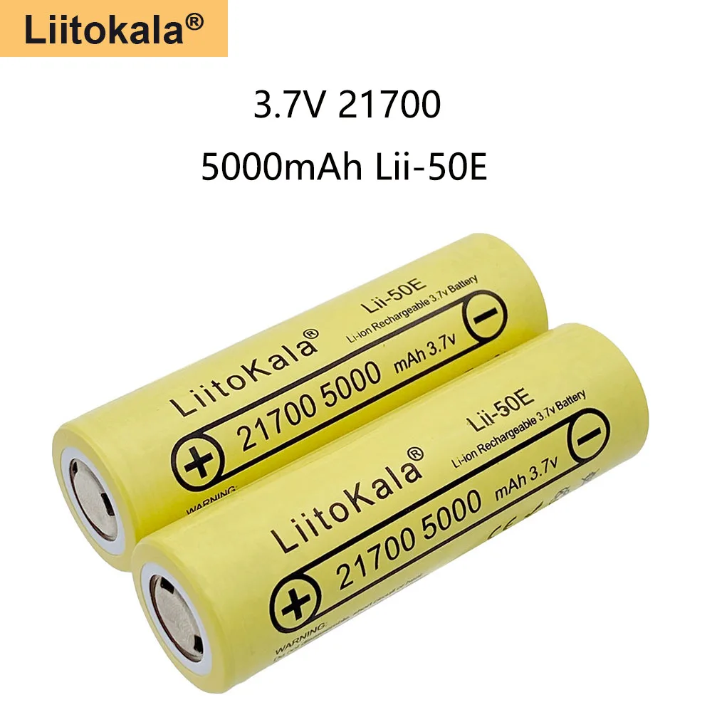 

LiitoKala Lii-50E 3.7V 21700 5000mah Rechargeable Battery 5C discharge High Power batteries For Electronic Cigarette