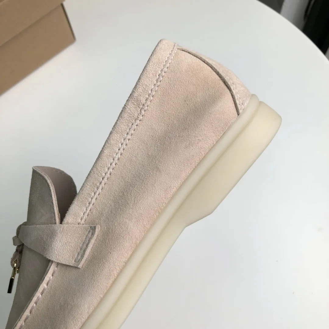 Туфли женские из натуральной замши на плоской подошве без застежки - купить по