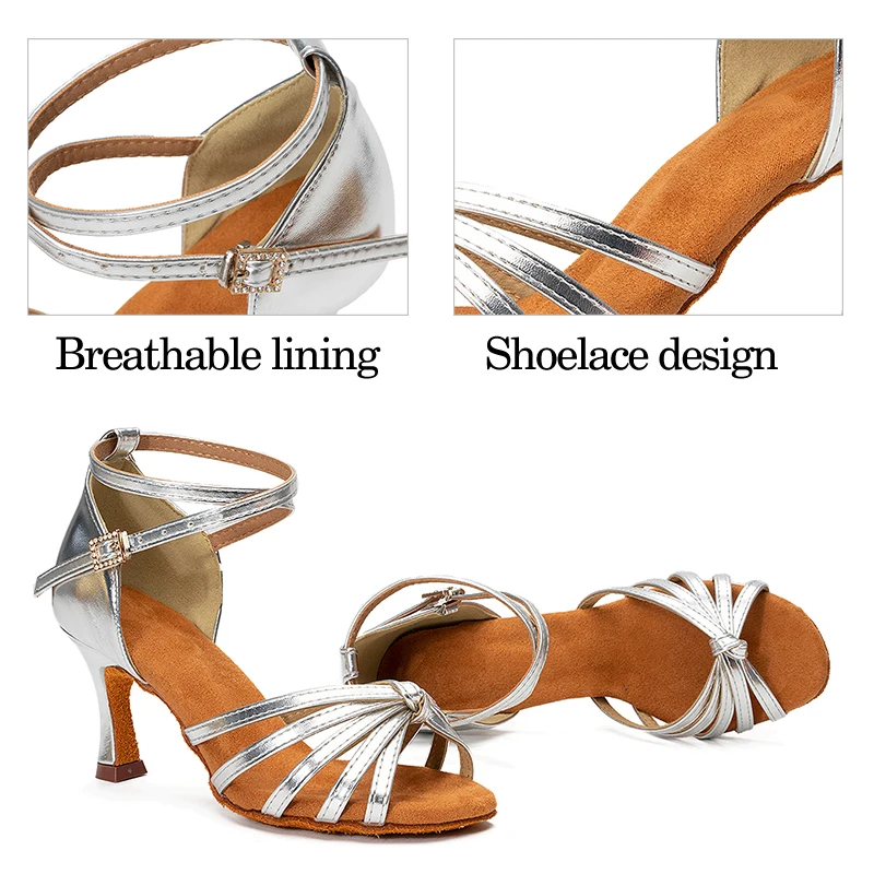 DKZSYIM Women Latin Dance Shoes Girls/Ladies Ballroom Tango Salsa High Heeled Dancing Shoes Indoor Latin Shoes Satin 6color