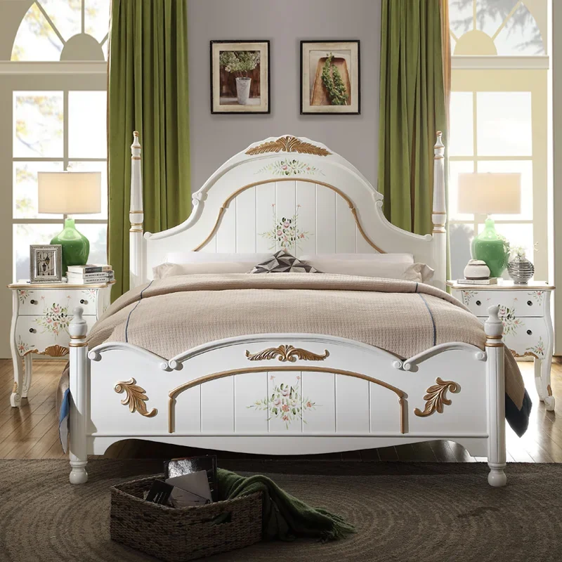 Деревянная большая кровать Современная рама большого размера домашняя