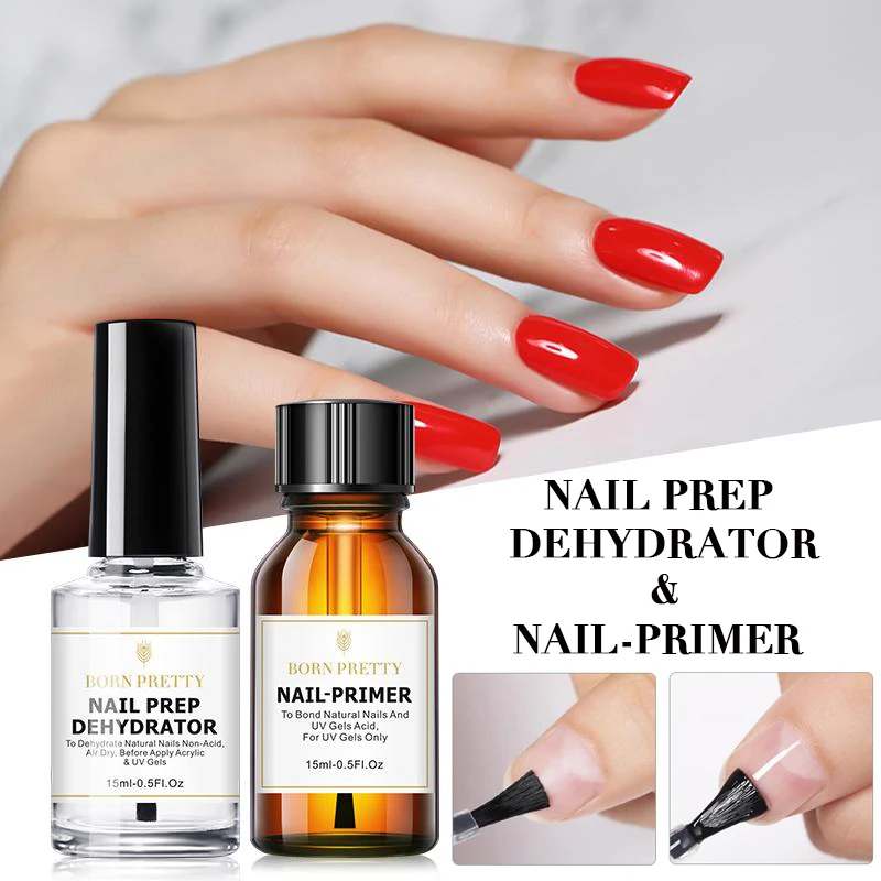 BORN PRETTY 15ML Nail-Primer Air Dry Nail Prep Dehydrator For Gel Nail Polish Base And Permanent Top Coat Nail Art Gel Varnish