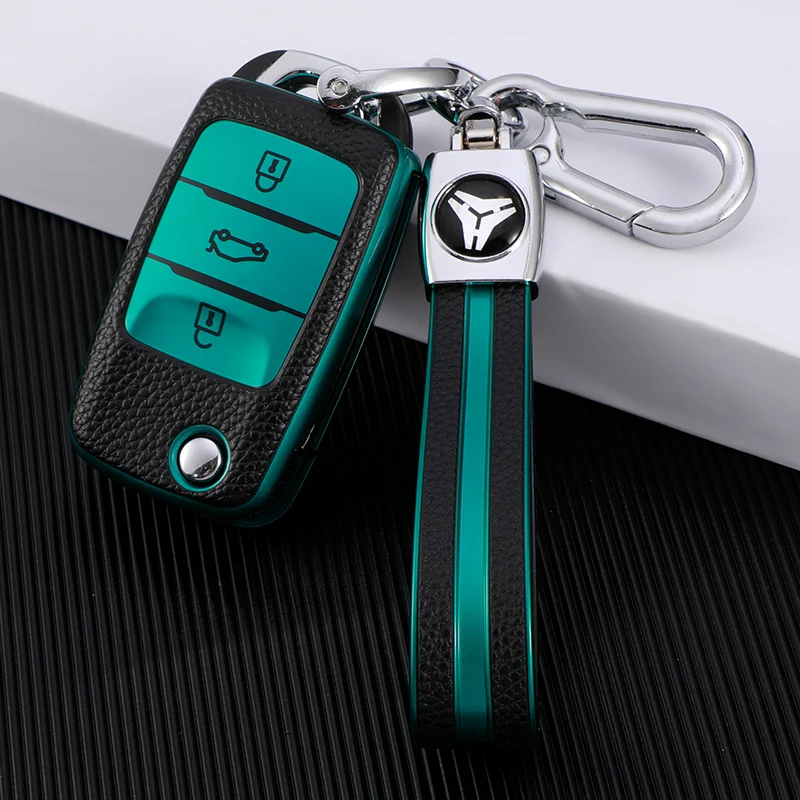 

For Changan CS75 Eado CS35 Raeton CS15 V3 V5 V7 Leather TPU Car Flip Key Case Protective Cover Holder Shell Keychain