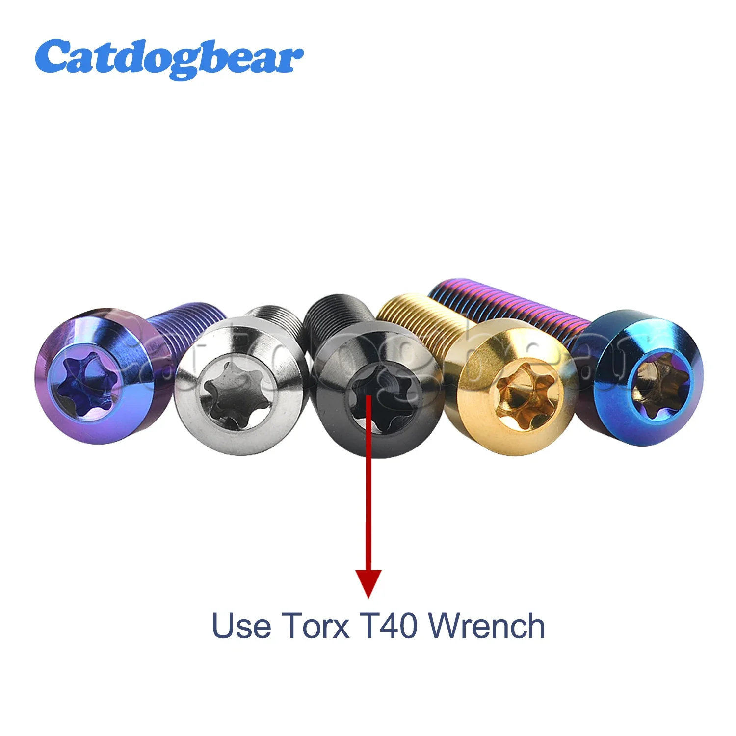 Фото Титановый болт Catdogbear M8 x 10 15 20 25 30 35 40 45 50 мм с гайкой Torx T40 для мотоциклов и автомобилей (для тюнинга) №1