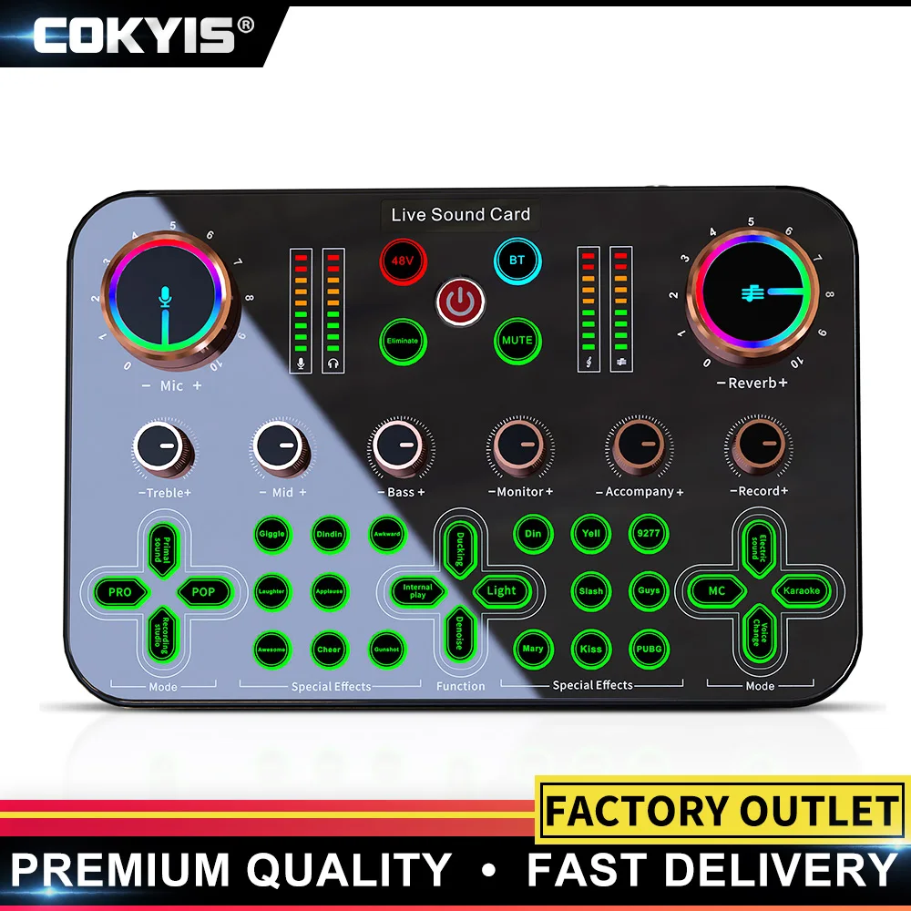 Микрофон для караоке смеситель со звуковой картой и функцией шумоподавления