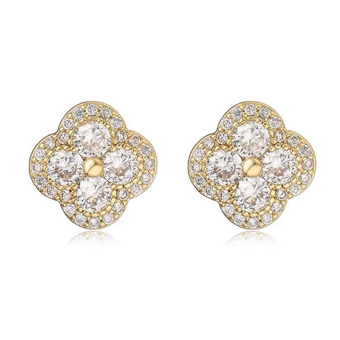 HECHENG золотые серьги-гвоздики с камнями