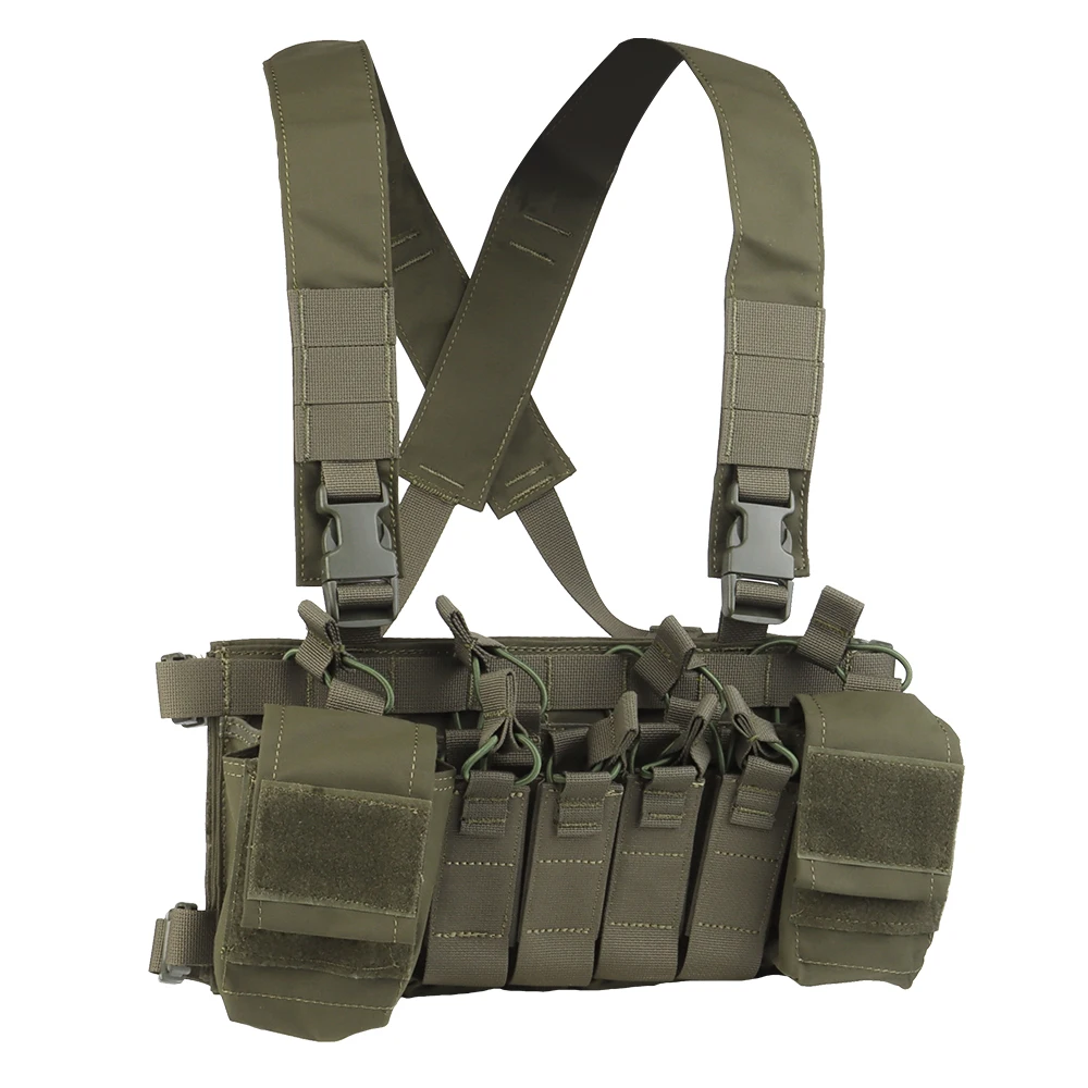 Фото Тактический нагрудный жилет D3CRX MOLLE для охоты, многофункциональный модульный плитоносец с четырьмя подсумками для магазинов 9 мм и 5,56 мм №2