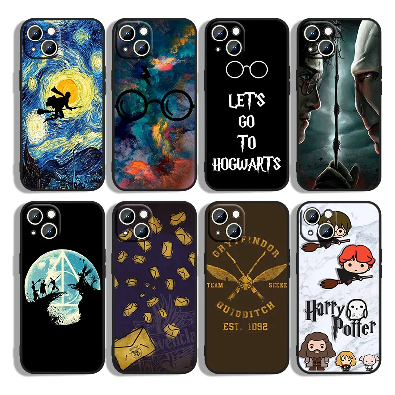 

Cartoon Cute Potters Wand Harries Phone Case For Apple iPhone 14 13 12 11 mini XS XR X Pro Max 8 7 6S 6 Plus Black Soft Cover