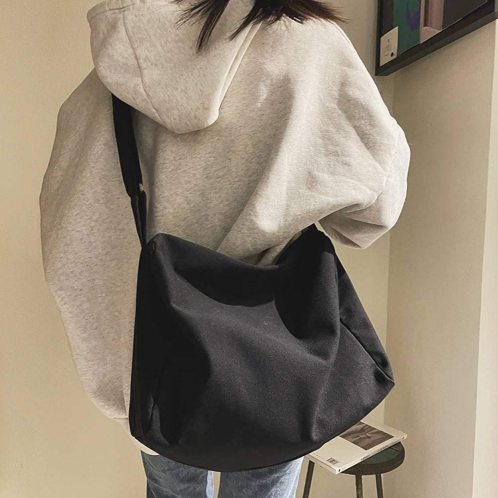 

Модная холщовая женская сумка-мессенджер, однотонная сумка через плечо с широким ремешком, Женская квадратная вместительная Повседневная Студенческая сумочка