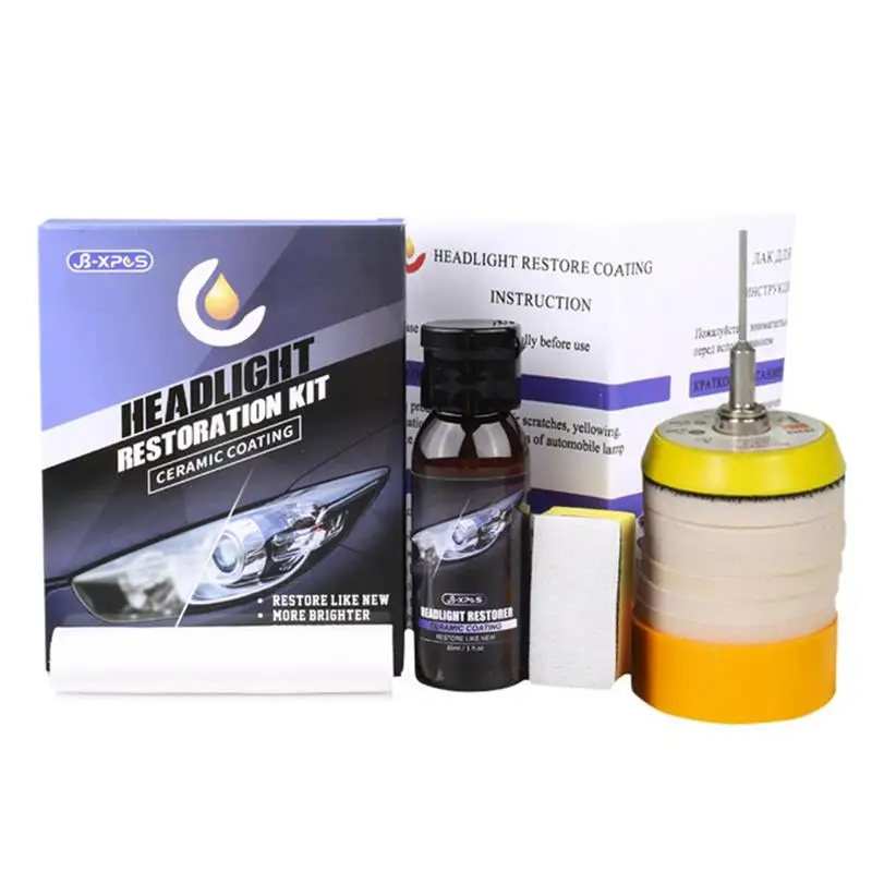 

Car Headlight Restoration Kit Universal Automobiles Head Lamp Tail Lamp V Tools Auto Lights Restorer Accessories For Vehicals