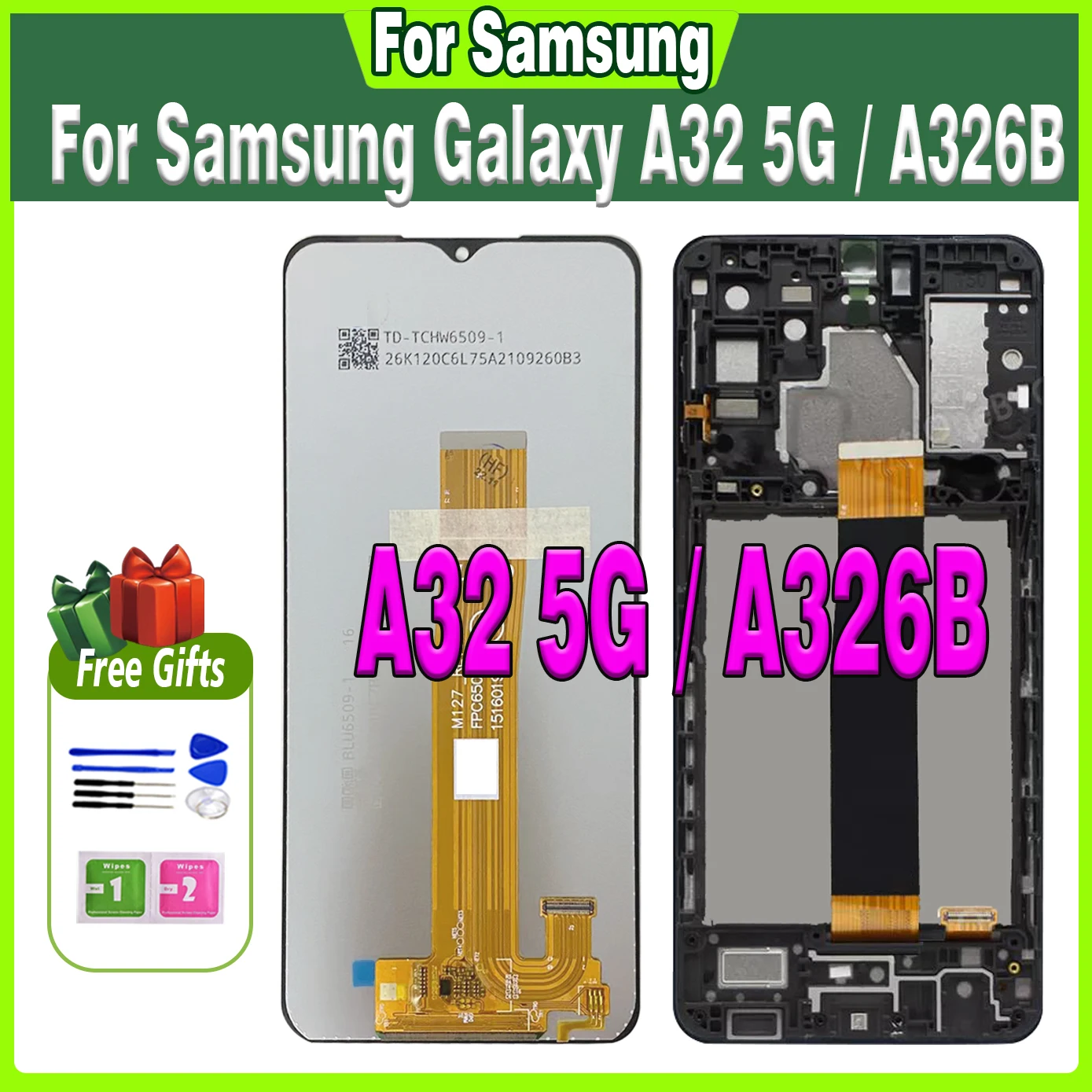 100% протестированный Оригинальный дисплей 6,5 дюйма для Samsung A32 5G A326, дисплей для Samsung Galaxy A32 SM-A326B A326U, сменный сенсорный ЖК-экран