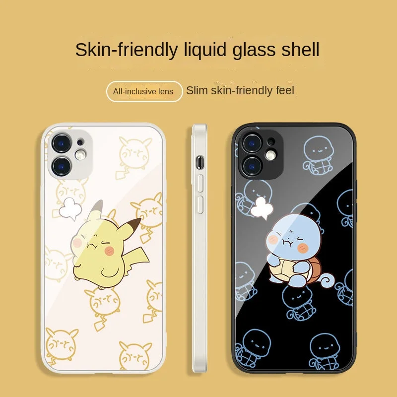 

Disney New Cartoon Glass Phone Case Shockproof Protective Cover for Iphone 13 12 11 Pro Mini XS MAX X XR Silicone Soft Cover