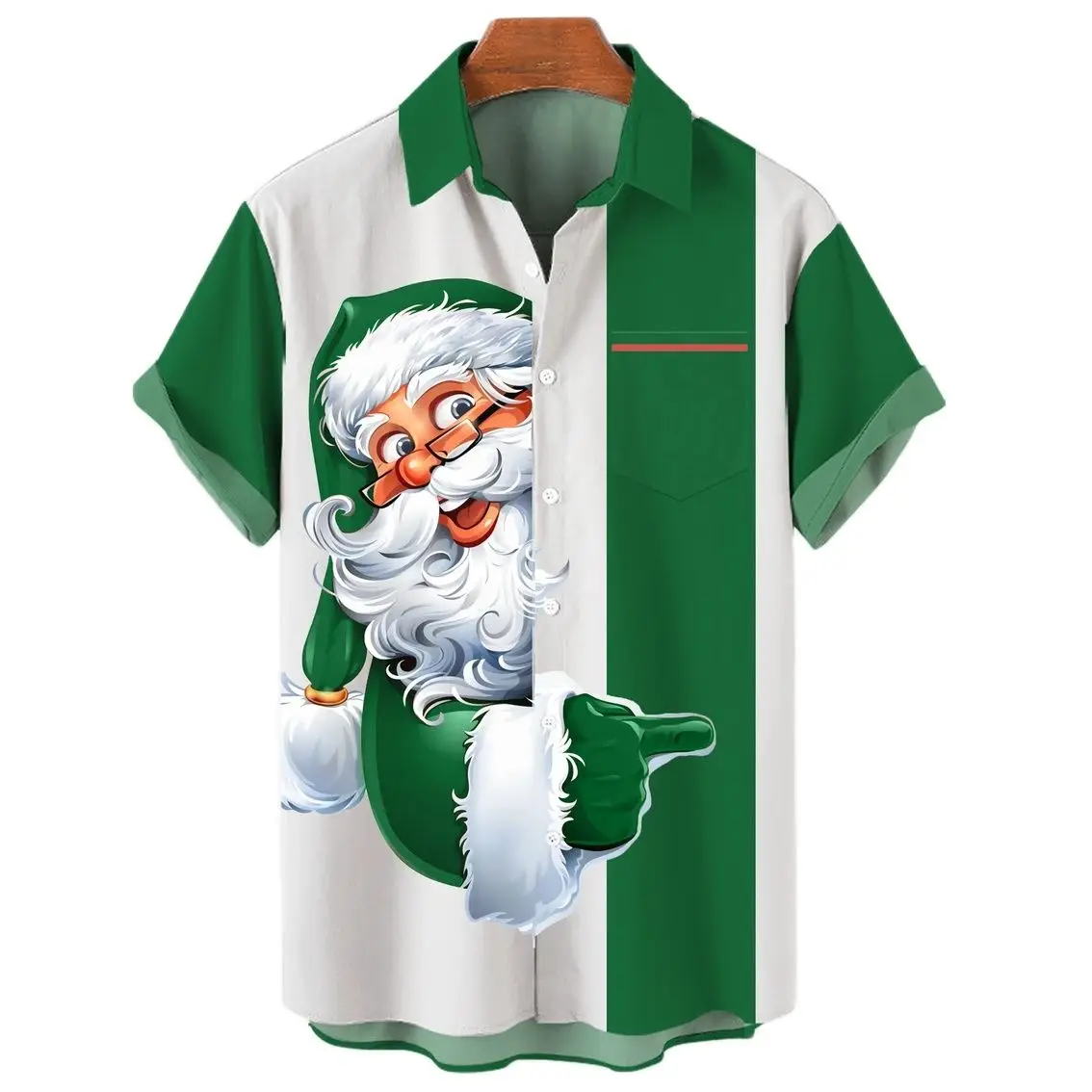 

Гавайская рубашка с коротким рукавом для мужчин, модная повседневная Пляжная блузка с 3D принтом Санта-Клауса, большие размеры, на лето