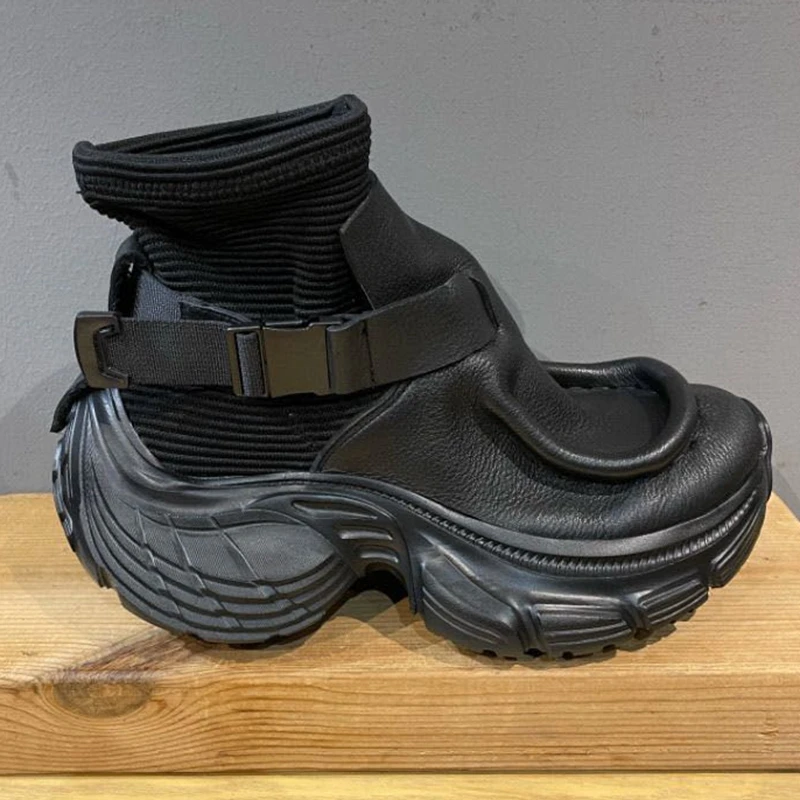 Golden Sapling Designer Brand Men Motorcycle Boots Punk Shoes Soft Leather Thick Bottom Male Leisure Fashion Socks Man