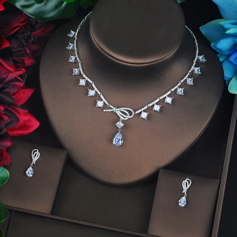

Fashion Luxury Colorful Full Cubic Zircon Women Jewelry Set Dubai Earring Necklace Set Jewelry Accessories N-686