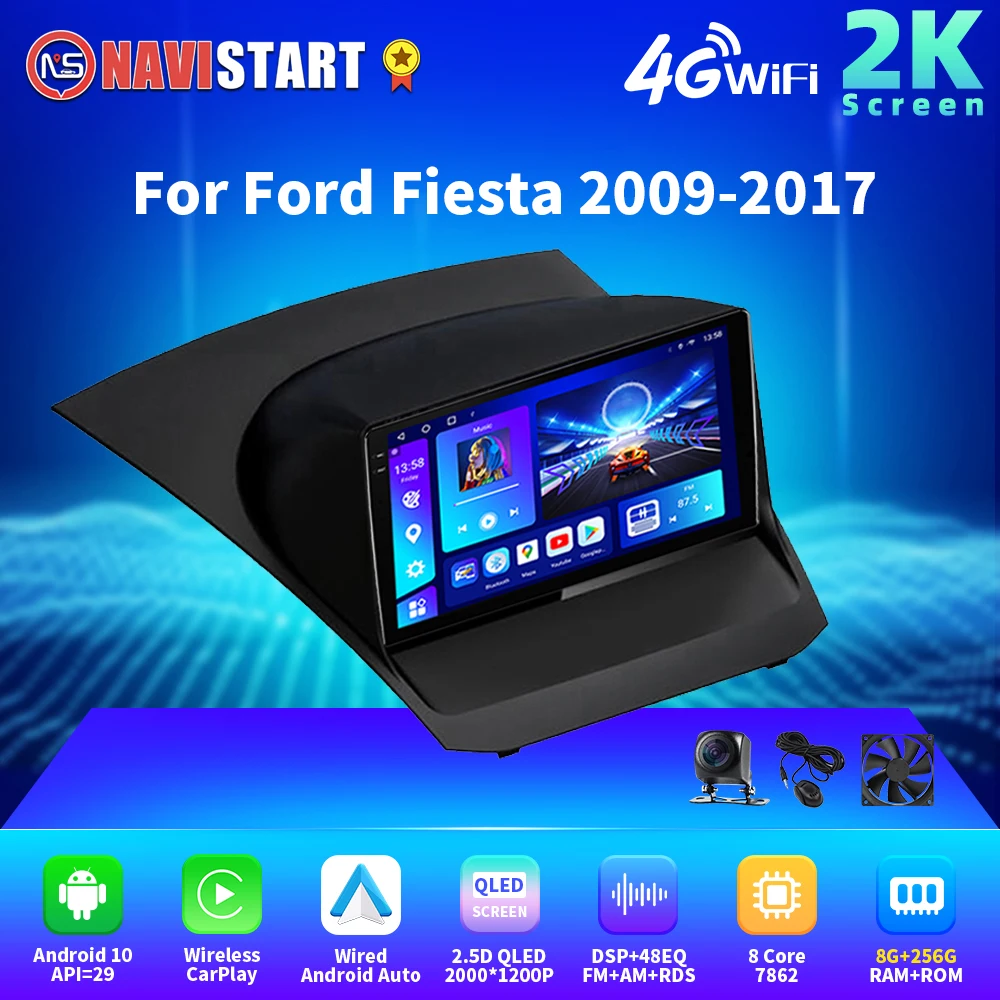 

NAVISTART 2K 2000*1200 Car Radio for Ford Fiesta 2009-2017 Android Auto Multimedia Stereo Carplay Navigation GPS Carplay No 2din