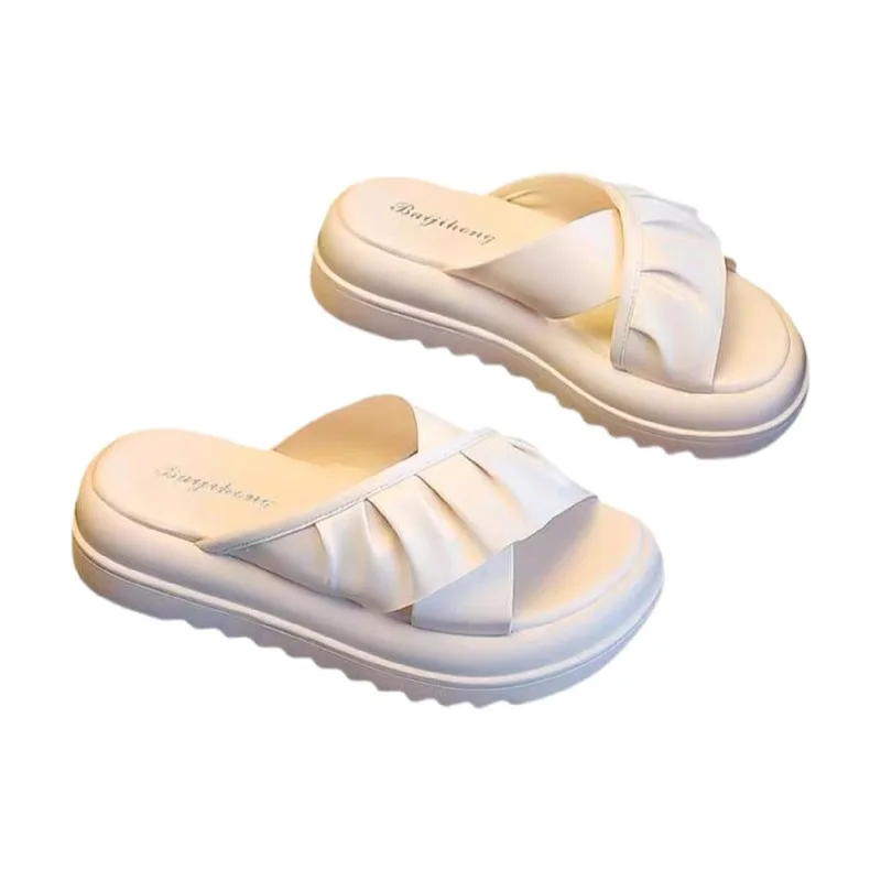 Summer New Thick Sole Women's Slippers Wearing Fashion Matsutake Sole Solid Color Women's Slippers Soft Sole Indoor Slippers