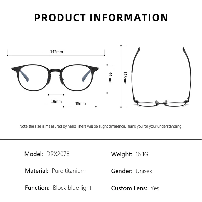 Мужские очки для чтения из чистого титана с защитой от синего света