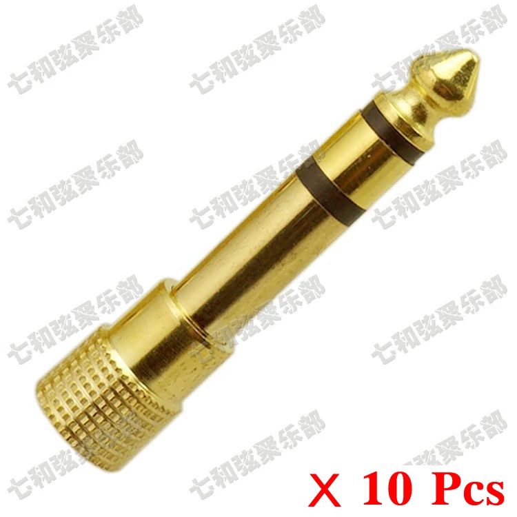 

10 Pcs Female 3.5mm to 6.35mm Male Stereo Microphone Bass Guitar Cable Audio Converter Adapter Coupler Connector