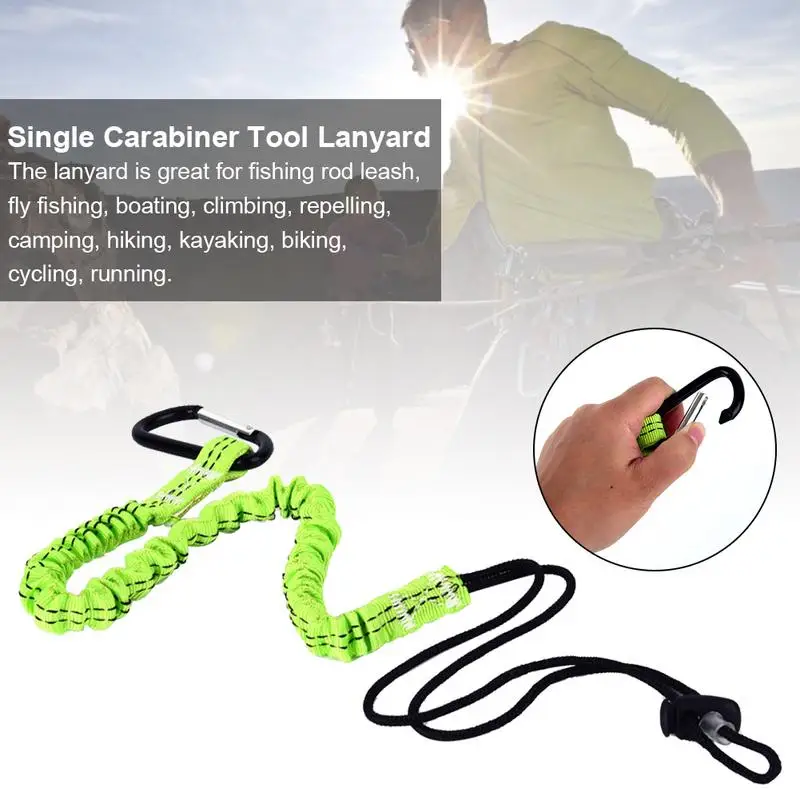 

120cm Single Carabiner Tool Lanyard Retractable Safety Elastic Tool Lanyard With Single Carabiner Adjustable For Climbing