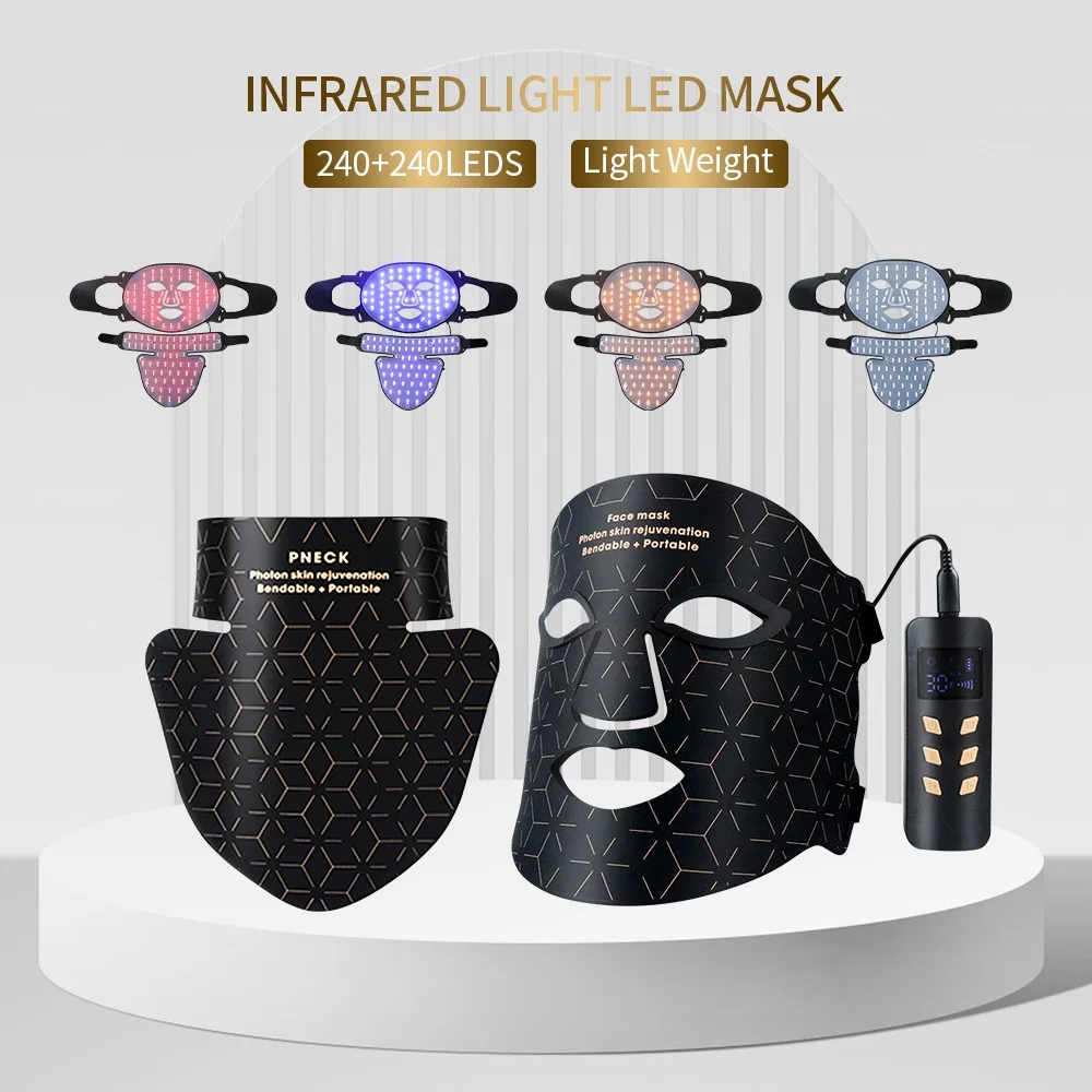 

Face Neck Silicone Facial Mask 240LEDs Infrared Light Skin Rejuvenation Anti-Wrinkle Brighten 3D LED Light Phototherapy Mask