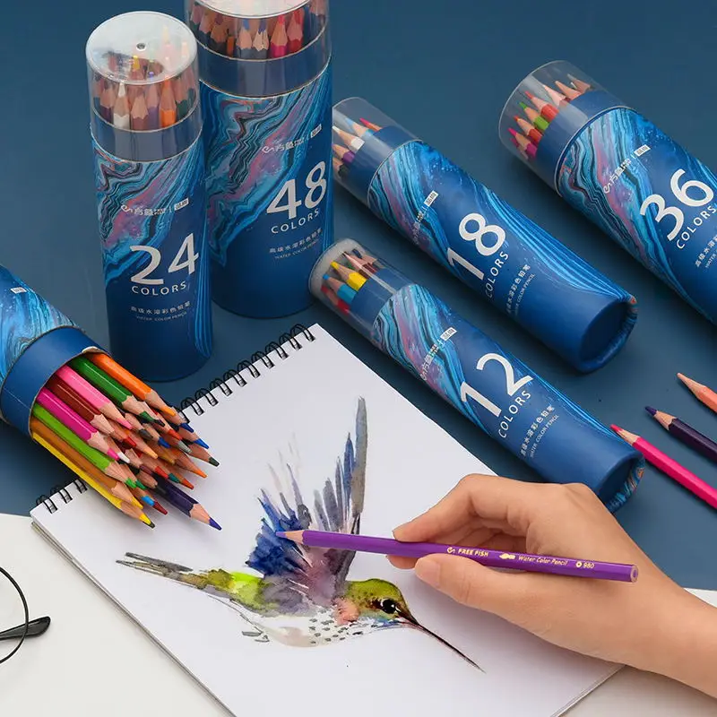 

12/24/48/72 Professional Water Soluble Color Pencil Soft Wood Colored Watercolor Pencil Drawing Pencil School Art Supply