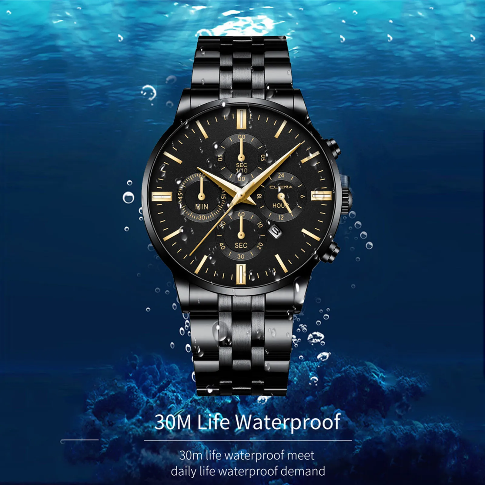 

Men watch Luxury Brand Watches Quartz Clock Men's Business Steel Belt Watch Calendar Sports Men's Waterproof Watch relogio #50
