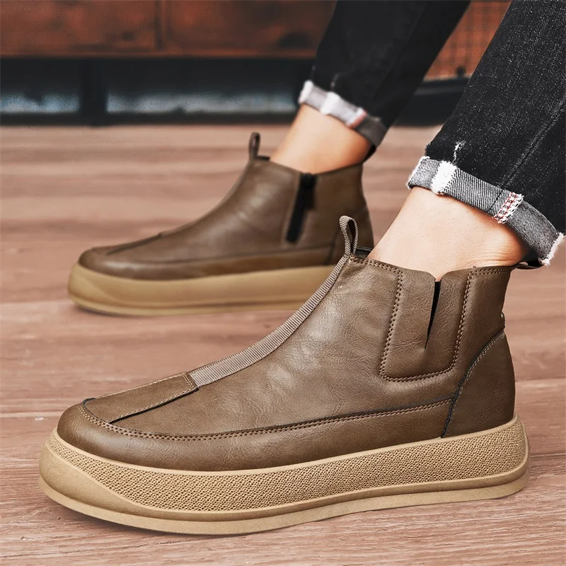 

Мужские ботильоны на платформе, черные мотоциклетные ботинки в стиле панк, обувь в готическом стиле, Осень-зима 2019