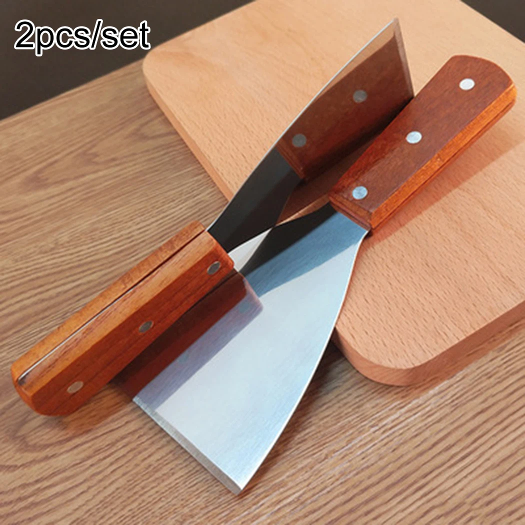 

2pcs Stainless Steel Spatula Pancake Pizza Steak Shovel Beef Turner Scraper BBQ Baking Utensils Kitchen Cooking Metal Spatula