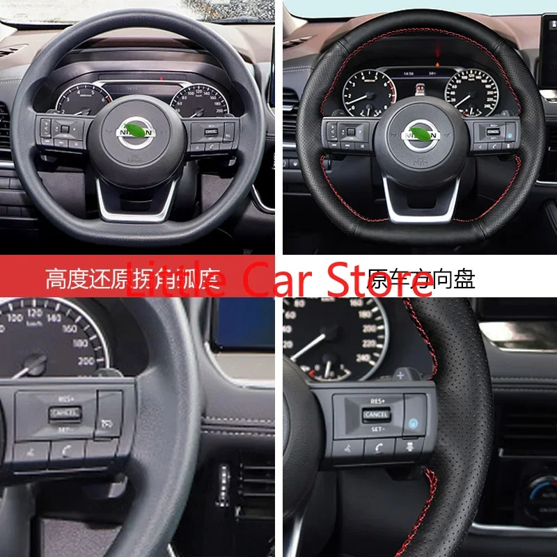 Для Nissan X-Trail Sylphy Qashqai Tiida Teana 2021 черный кожаный чехол на руль из углеродного волокна