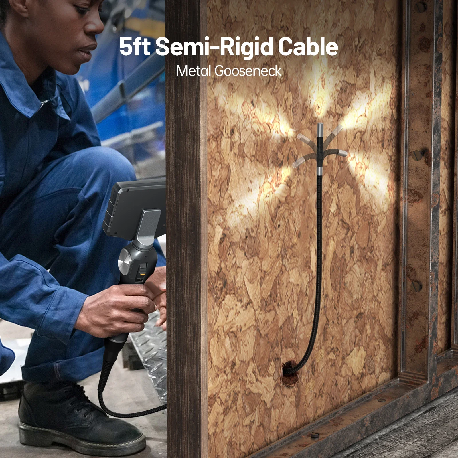 Teslong 2-сторонний шарнирный зонд на 210 градусов эндоскоп с 5-дюймовым монитором