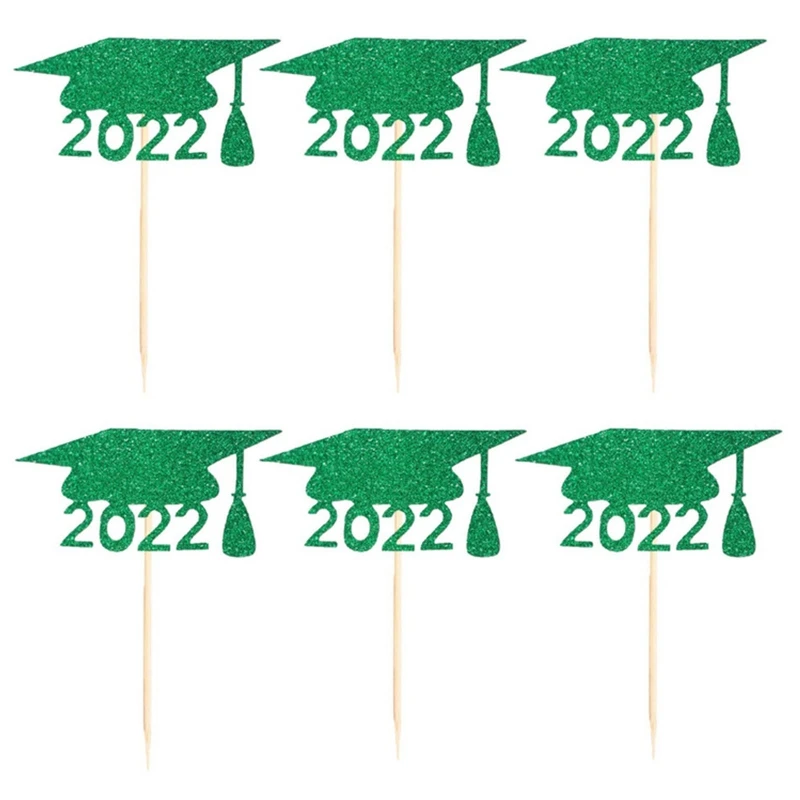 

Graduation Cupcake Toppers 24Pcs/set 2022 Graduation Bachelor Hat Plug Stake for Home Festival Party Food Picks Party Cake Decor