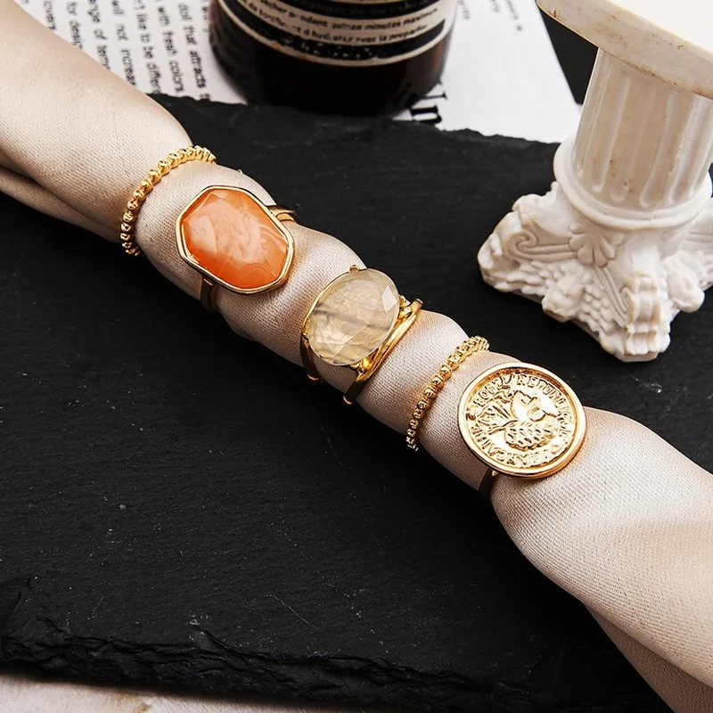 5 шт./компл. креативные винтажные инкрустированные кристаллами наборы колец для