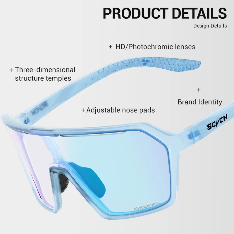 Фотохромные велосипедные очки SCVCN UV400 MTB дорожные солнцезащитные спортивные на