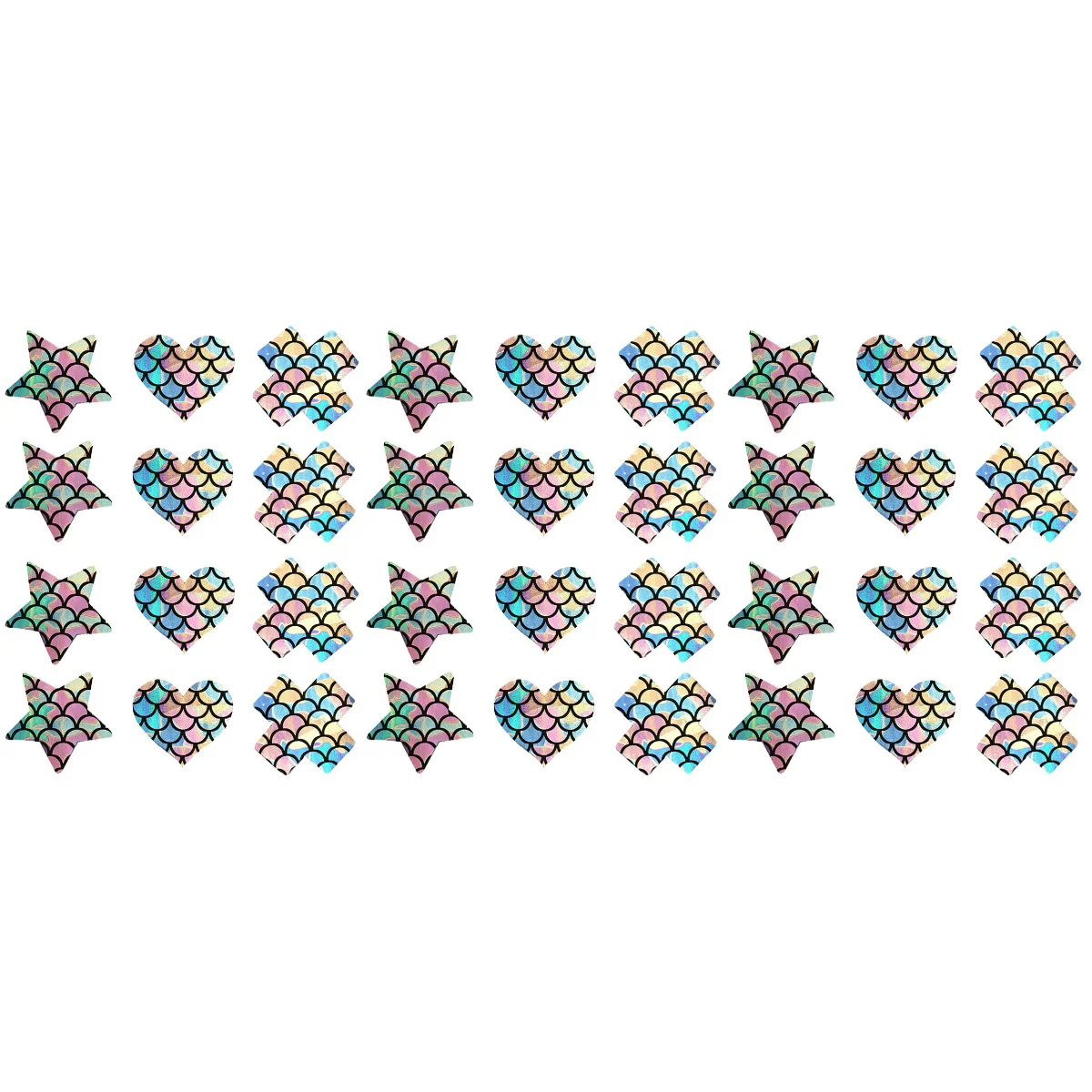 

18 Pairs Disposable Mermaid Scale Pattern Disposable Disposable Sparkly Breast Decals Colorful Shiny Sticker for