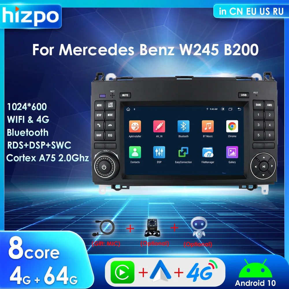 

OctaCore Car Radio Carplay For Mercedes-Benz W169 B200 Viano Vito W245 W639 Sprinter W906 Android 10 Multimedia Player GPS BT 4G